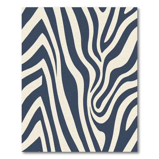 Navy Cream Animal Print Waves Rug