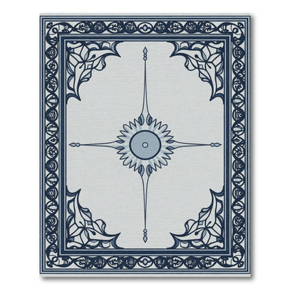 Ornate Navy Blue Central Star Rug