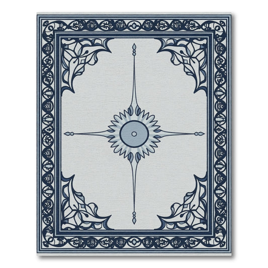 Ornate Navy Blue Central Star Rug