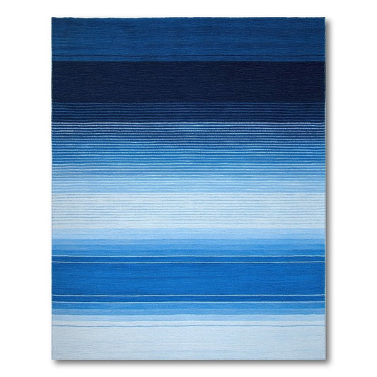 Navy Blue Ombre Striped Rug
