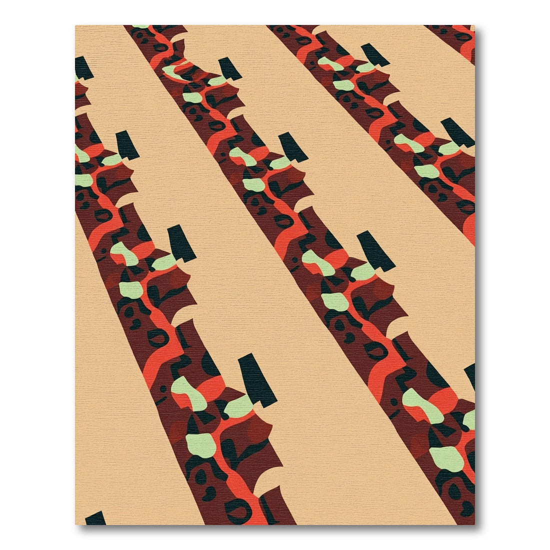 Abstract Red Orange Organic Flow Rug