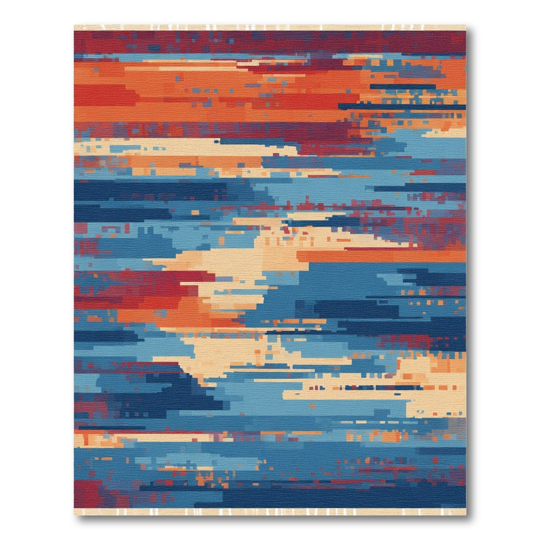 Abstract Glitch Blue Orange Red Strands Rug