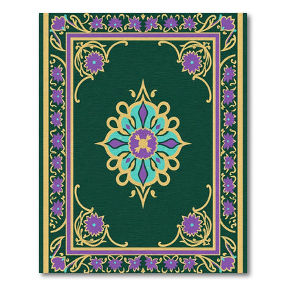 Emerald And Gold Floral Medallion Rug