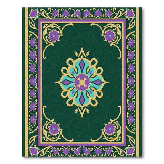 Emerald And Gold Floral Medallion Rug