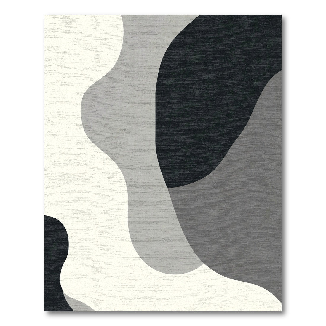 Modern Monochrome Abstract Organic Shapes Rug