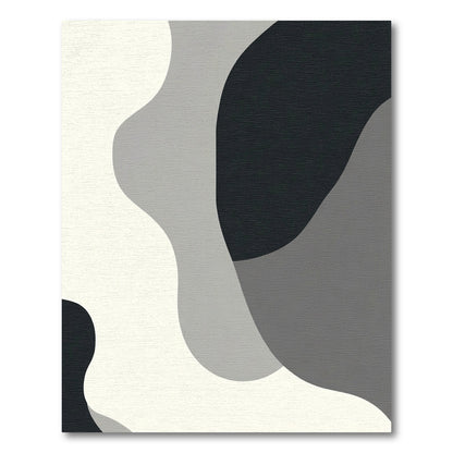 Modern Monochrome Abstract Organic Shapes Rug