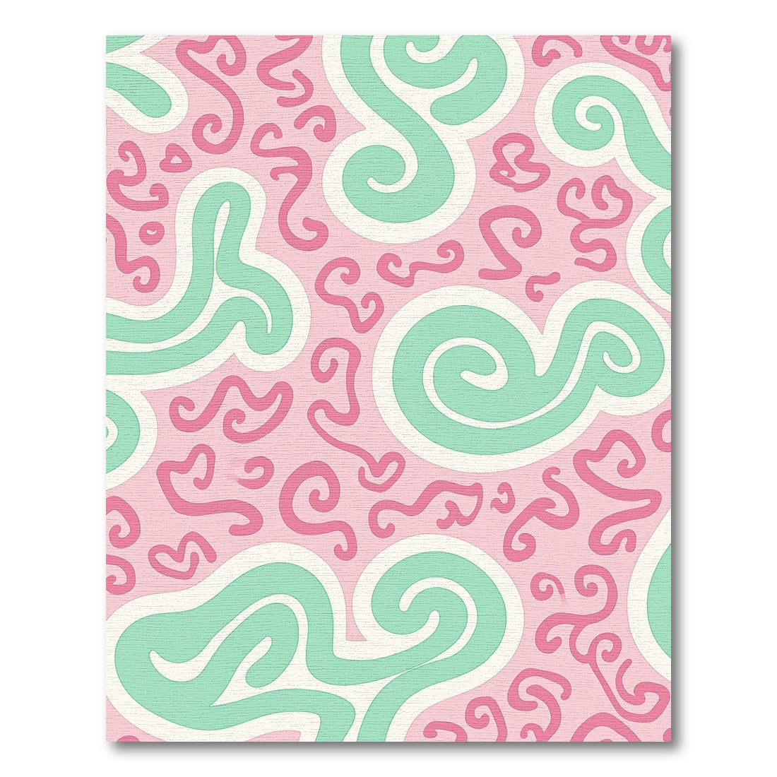 Pink Mint Swirl Curvilinear Rug