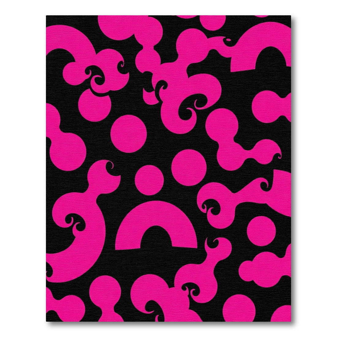 Bright Pink Amoeba Swirls Black Rug