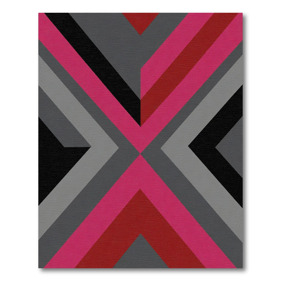 Bold Pink and Red Geometric Chevron Rug