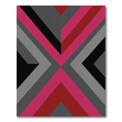 Bold Pink and Red Geometric Chevron Rug