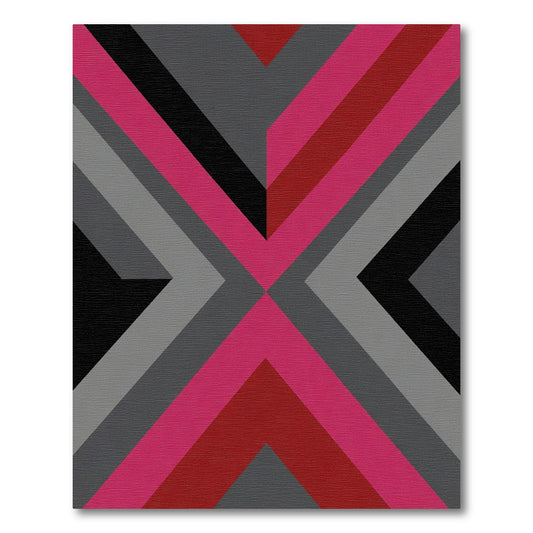 Bold Pink and Red Geometric Chevron Rug