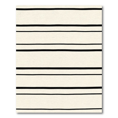 Cream Black Horizontal Stripe Rug