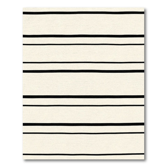 Cream Black Horizontal Stripe Rug