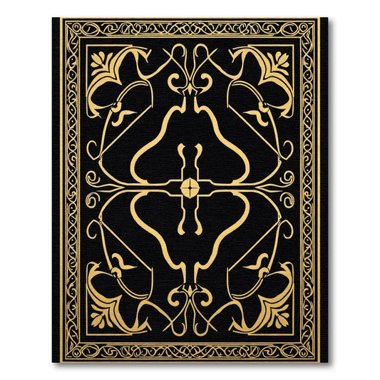 Antique Gold Black Art Nouveau Floral Rug