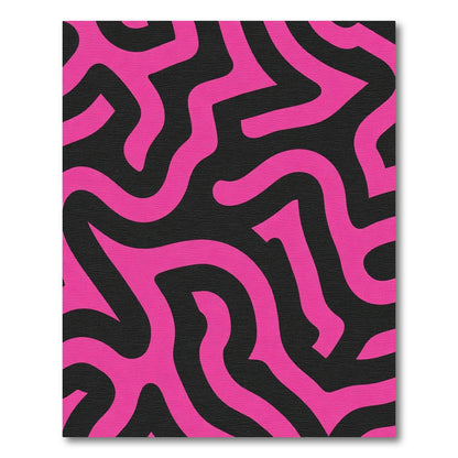 Vibrant Pink Abstract Maze Rug