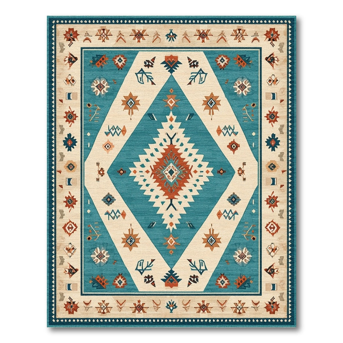 Heritage Tribal Teal Diamond Area Rug