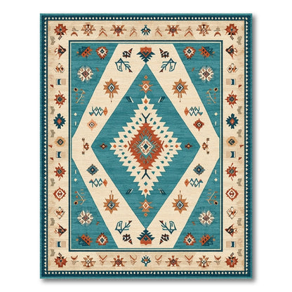Heritage Tribal Teal Diamond Area Rug