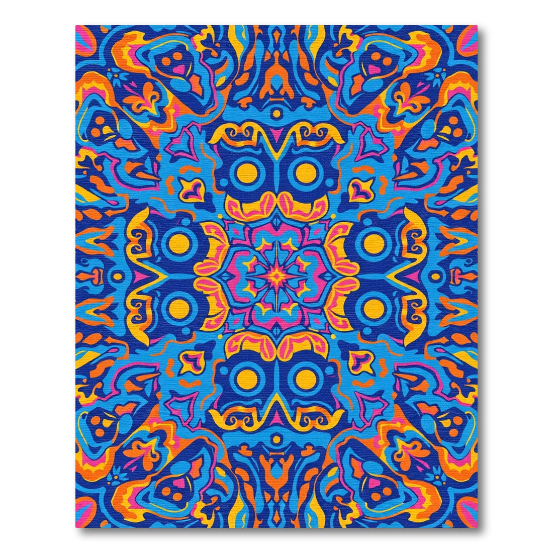 Psychedelic Blue Orange Pink Floral Rug