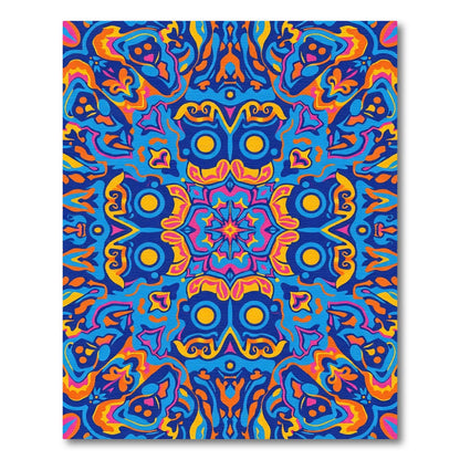 Psychedelic Blue Orange Pink Floral Rug