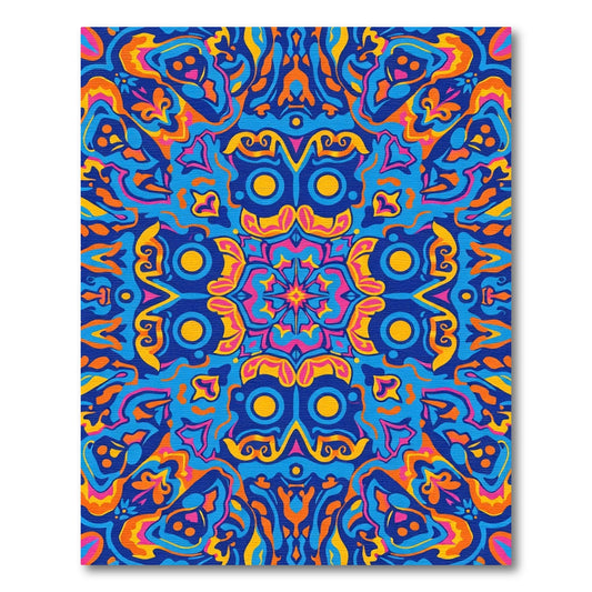 Psychedelic Blue Orange Pink Floral Rug