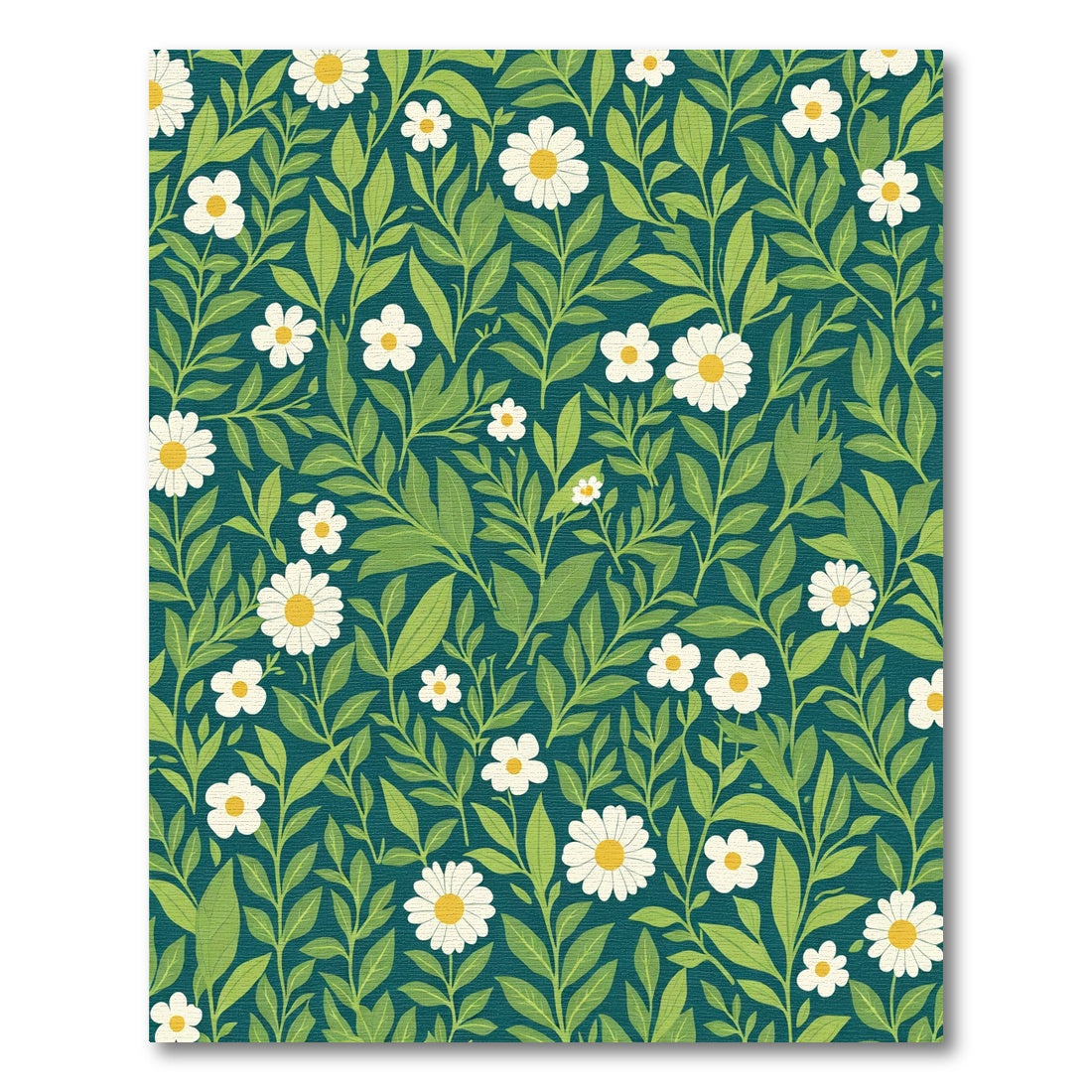 Teal Daisy Vines Garden Rug