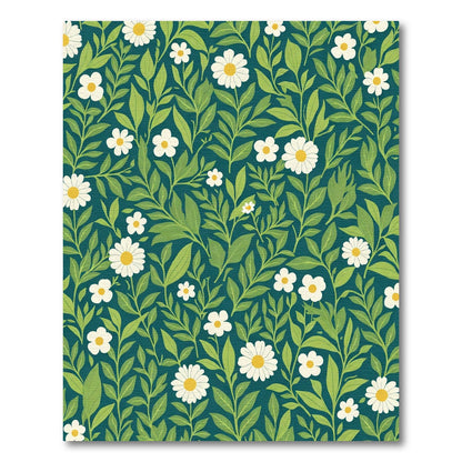 Teal Daisy Vines Garden Rug
