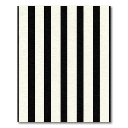 Bold Black Cream Vertical Stripe Rug