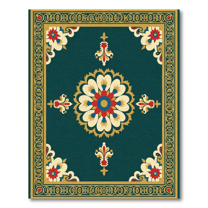 Majestic Teal Floral Medallion Rug