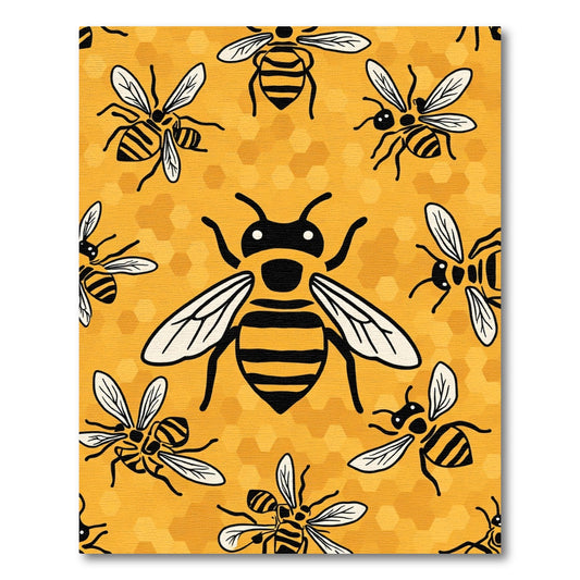 Yellow Honeycomb Bee Pattern Rug