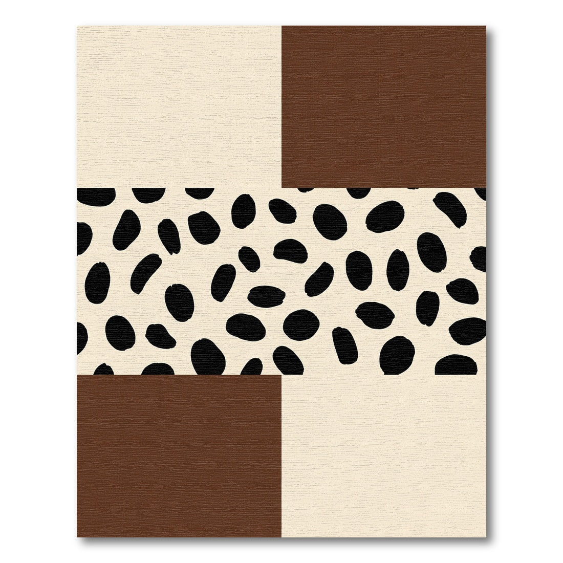 Abstract Black Dot Cream Brown Blocks Rug