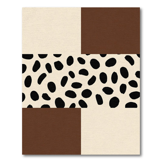 Abstract Black Dot Cream Brown Blocks Rug