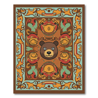 Whimsical Bear Face Abstract Scroll Rug