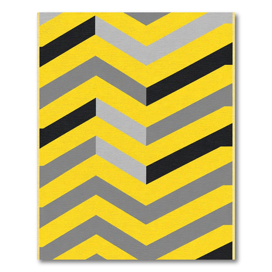 Bold Yellow Gray Black Chevron Lines Rug