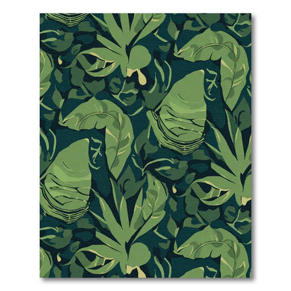 Deep Emerald Tropical Leaf Overlap Rug