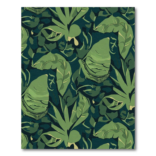 Deep Emerald Tropical Leaf Overlap Rug