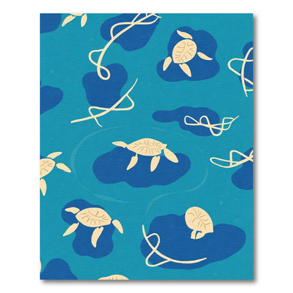Coastal Blue Sea Turtle Swirl Rug