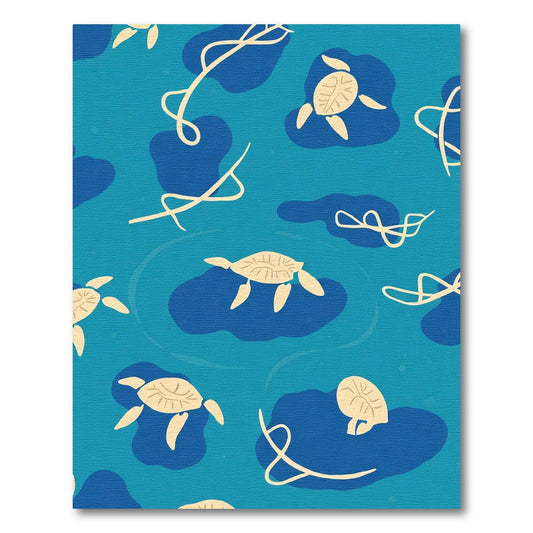 Coastal Blue Sea Turtle Swirl Rug