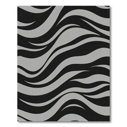 Modern Black Gray Wave Rug
