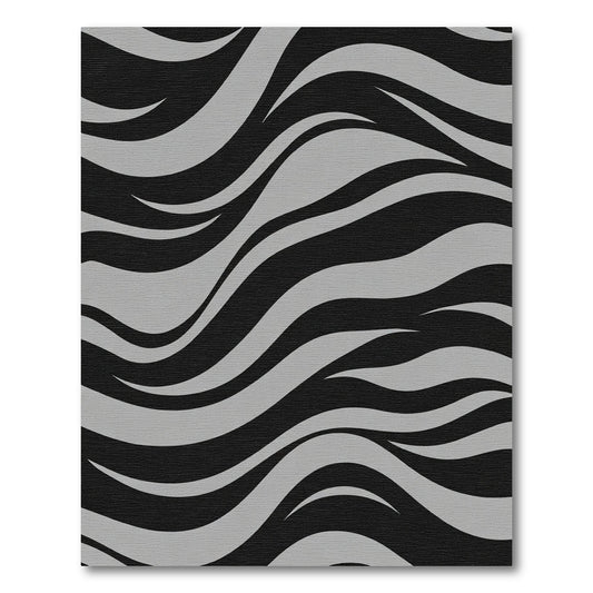 Modern Black Gray Wave Rug