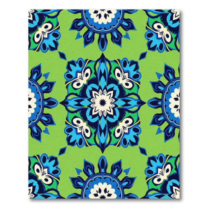 Vibrant Blue Emerald Medallion Sunburst Rug