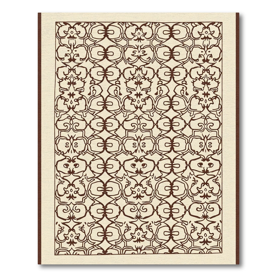 Brown Scrollwork Lattice Ornament Rug