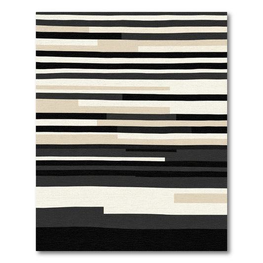 Monochrome Abstract Geometric Stripes Rug
