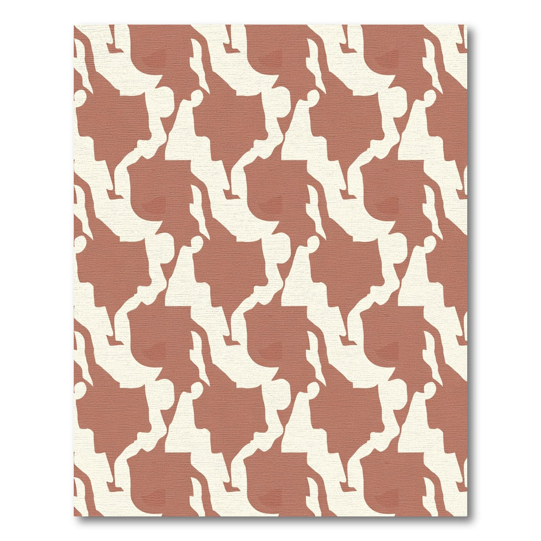 Terracotta Clay Abstract Interlocking Shapes Rug