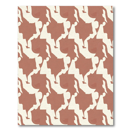 Terracotta Clay Abstract Interlocking Shapes Rug