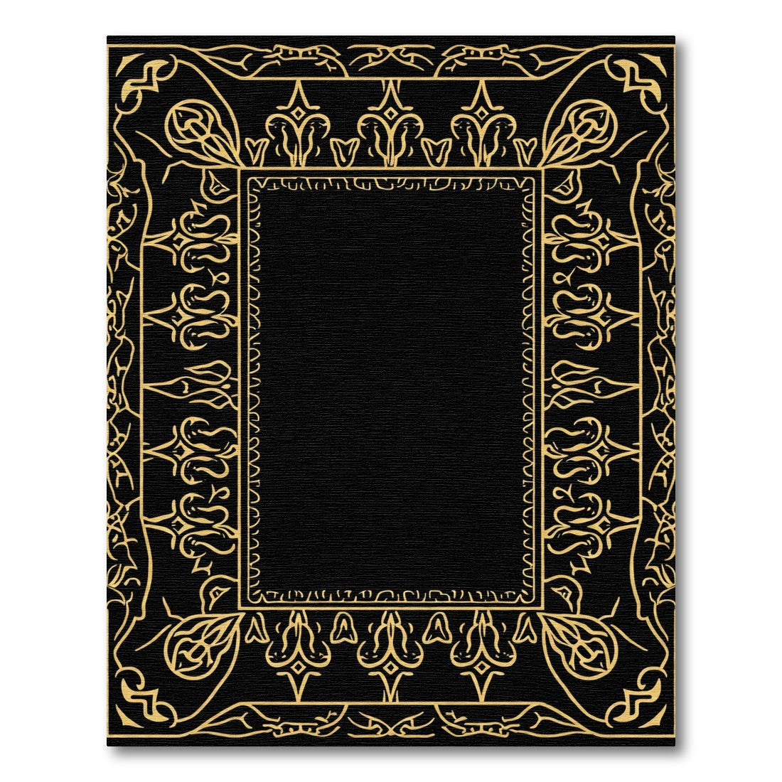 Golden Ornate Scroll Border Regal Accent Rug