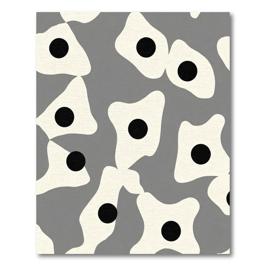 Modern Ivory Black Organic Form Rug