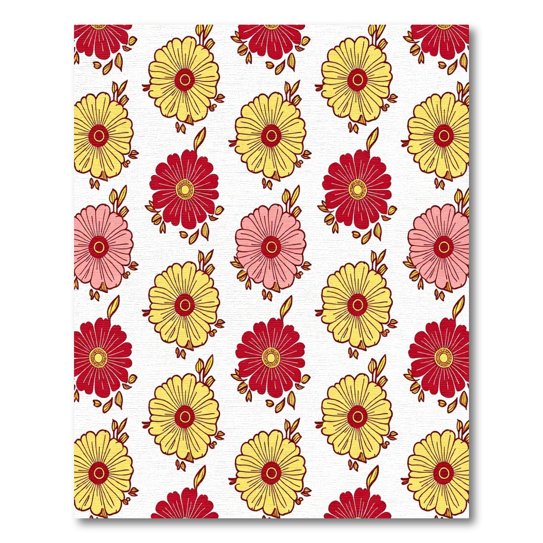 Red Yellow Floral Petal Composition Rug