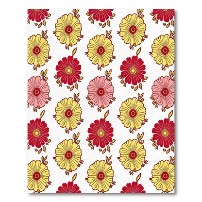 Red Yellow Floral Petal Composition Rug
