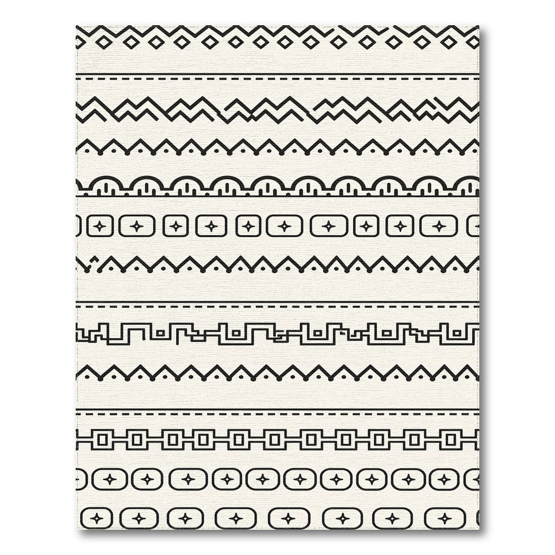 Black White Heritage Tribal Area Rug