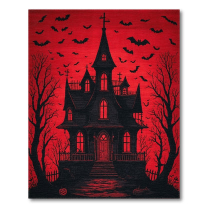 Haunted House Red Area Rug